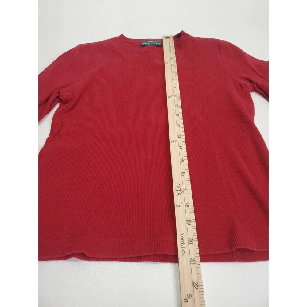 Lauren Ralph Lauren Women's‎ Long Sleeve 100% Cotton Sweater, Small, Red